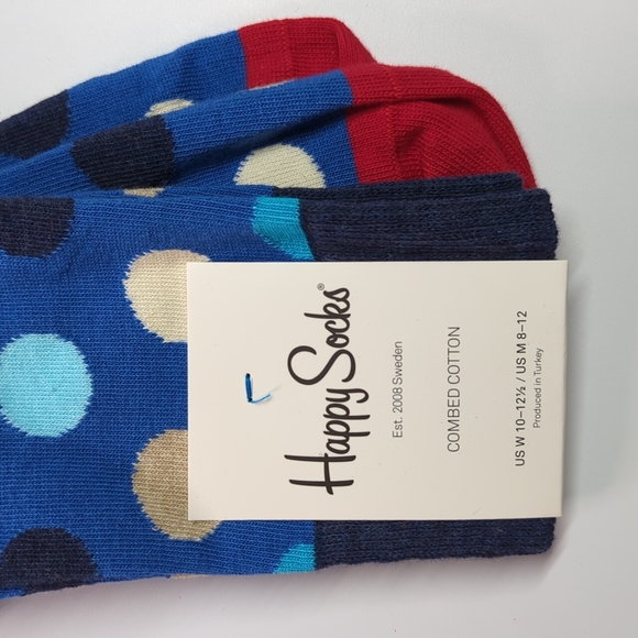 2 For $10- NWT Happy Socks- Blue Polkadot - Picture 4 of 5